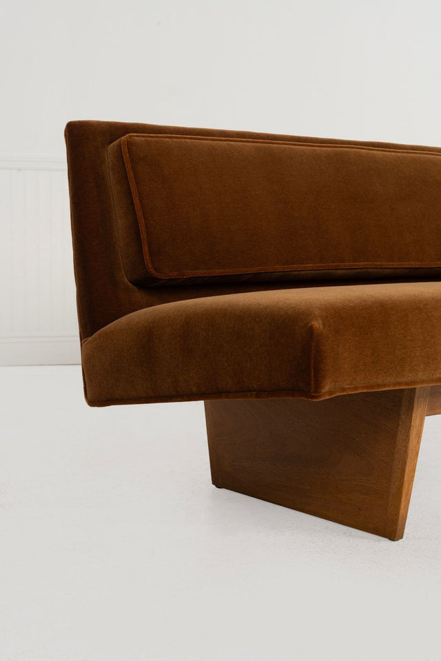 Harvey Probber Rare Slipper Sofa Mahogany Wood and Mohair c. 1955