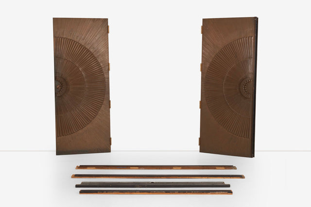 Billy Joe McCarroll and David Gillespie Bronze Brutalist Heroic Sunburst Doors 1970's