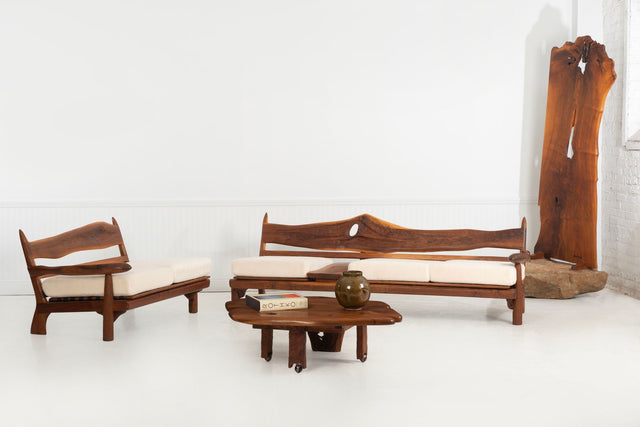 George Nakashima English Walnut Free-Edge Room Divider on Granite Base, 1955