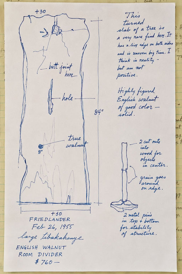 George Nakashima English Walnut Free-Edge Room Divider on Granite Base, 1955