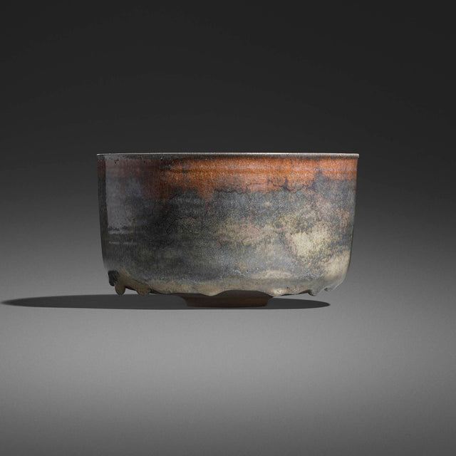 Gertrud and Otto Natzler Cylindrical bowl with lip 1980