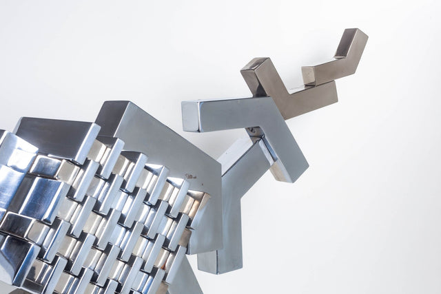 Cubist Sculpture in Mirror Polished Chrome