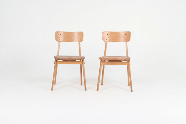 Jean Prouvé, Rare Pair of Chaise Standard Tout Bois, France, circa 1950