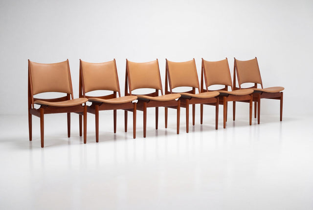 Set of Six Finn Juhl Egyptian Chairs for Niels Vodder, Denmark, 1949