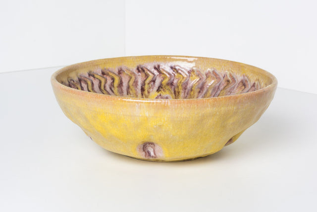 Guido Gambone Yellow Ceramic Bowl, Italy, c. 1950s