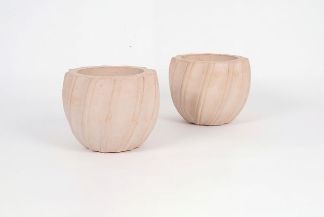 Karl Springer Style Ribbed Planter, c. 1980