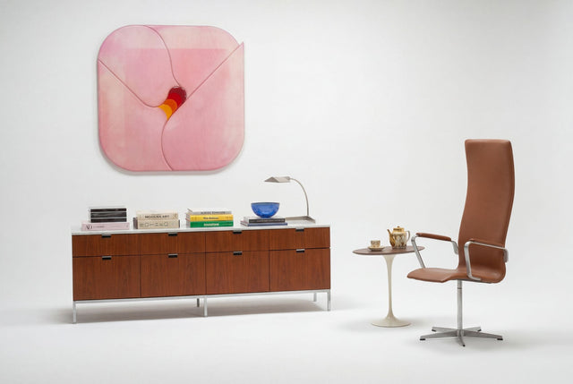 Florence Knoll Eight-Drawer Credenza Teakwood and Marble 1973