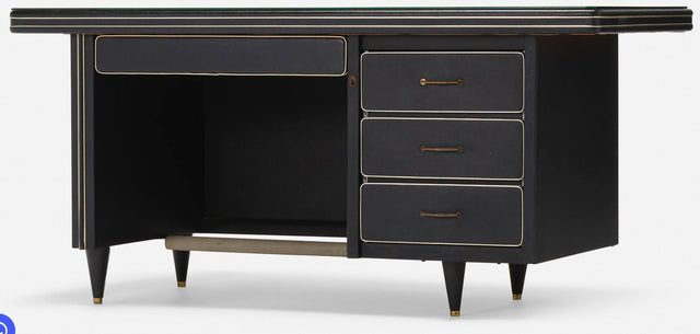 Gio Ponti Style Mid-Century Modern Black Italian Desk 1955