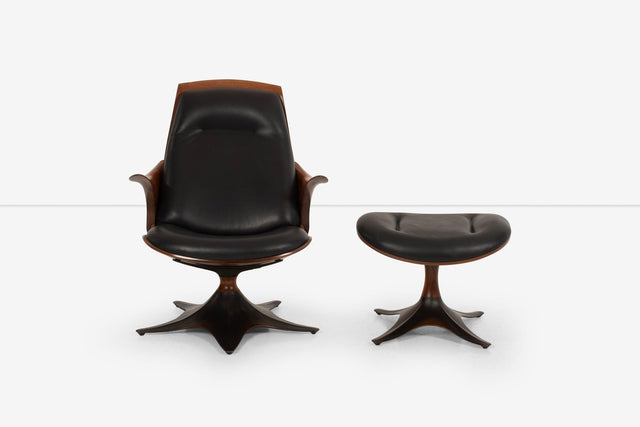 Thomas Moser" Kinesis" Swivel Chair and Swivel Ottoman