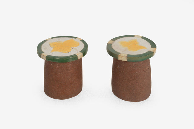 Pair of Ceramic Stools/ end Tables Stan Bitters, c. 1975