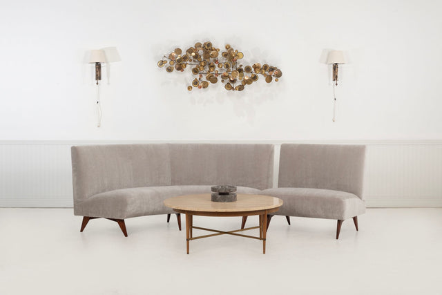 Gio Ponti Style Sectional Sofa by Hisa, Italy – Mohair Upholstery, Walnut Legs