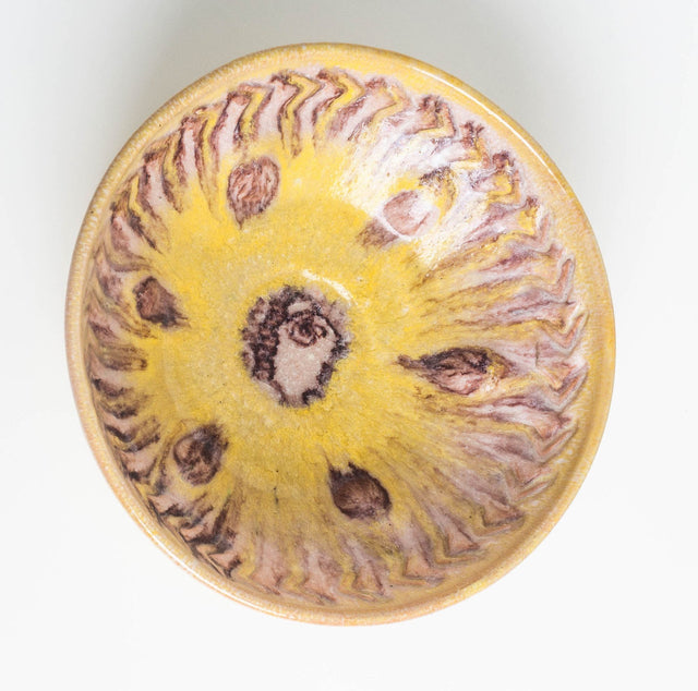 Guido Gambone Yellow Ceramic Bowl, Italy, c. 1950s