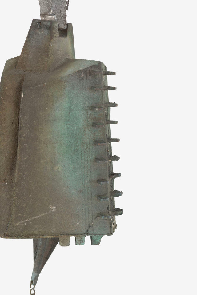 Monumental Paolo Soleri Brutalist Bronze Bell with Cast Aluminum Sculptural Spine