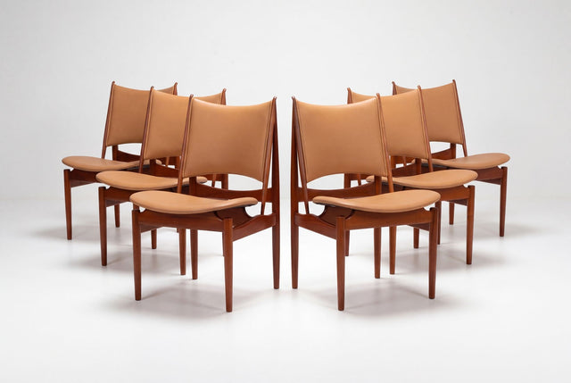 Set of Six Finn Juhl Egyptian Chairs for Niels Vodder, Denmark, 1949