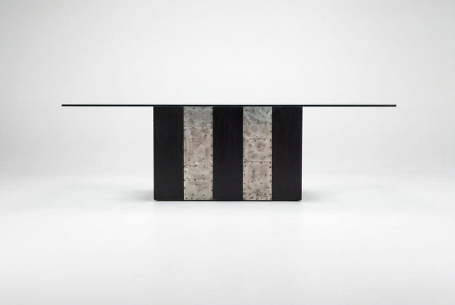 Paul Evans Style Dining Table  with Glass Top, 1975 c.