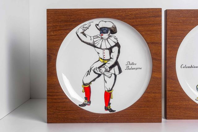 Piero Fornasetti Maschere Italian plates, Set of Three