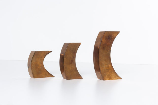 Set of Solid Bronze Candle Holders by Monique Gerber