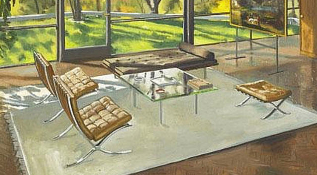 Phillip Johnson The "Glass House" Painting