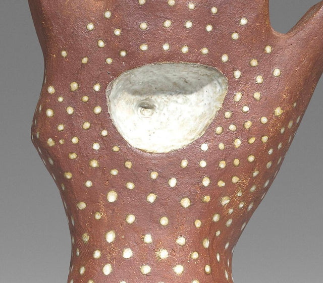 Monumental Leza McVey Surrealist "Eye in Hand" Ceramic Sculpture, 1977