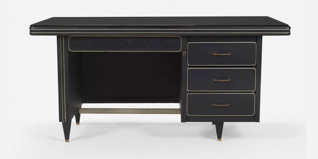 Gio Ponti Style Mid-Century Modern Black Italian Desk 1955