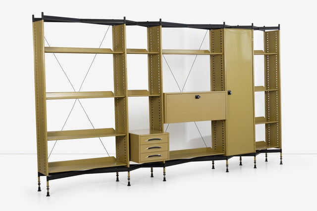 Studio BBPR Wall Unit in Olive Green and Black 1960