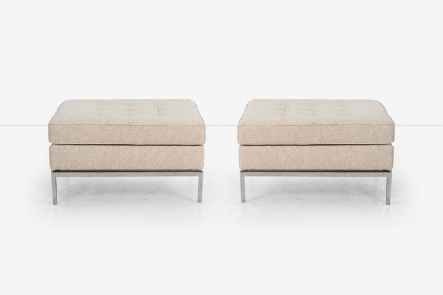 Pair of Florence Knoll Fabric and Steel Ottomans 1965