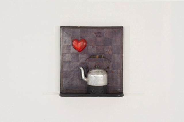 Max Neufeldt “Heart and Kettle” Assemblage Collage, Santa Barbara 1975