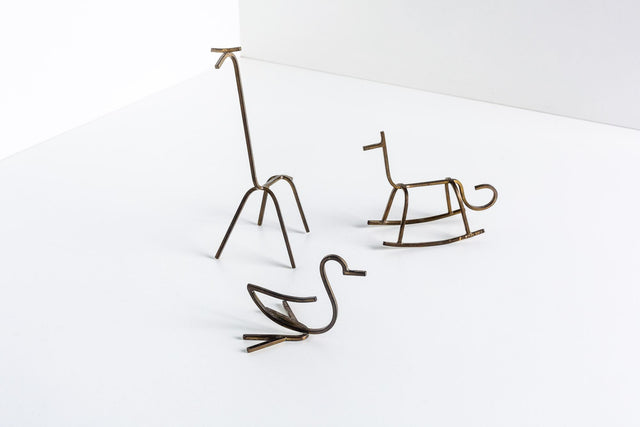 Simon Kops set of Brass Minimalist Animal Sculptures