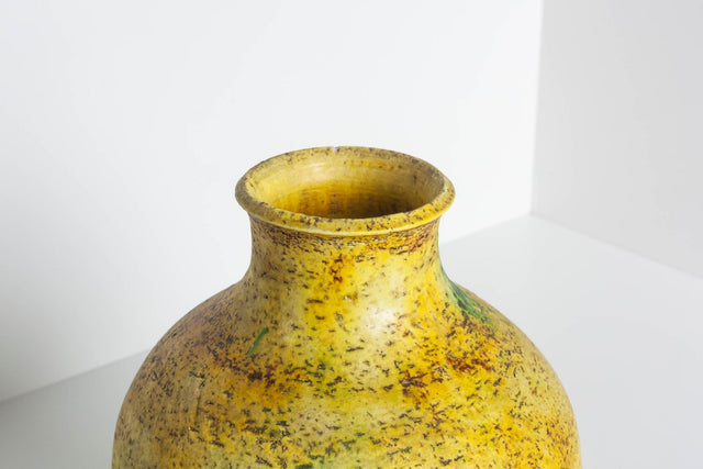 Canary Yellow Fantoni with Green Highlights Vase for Raymor