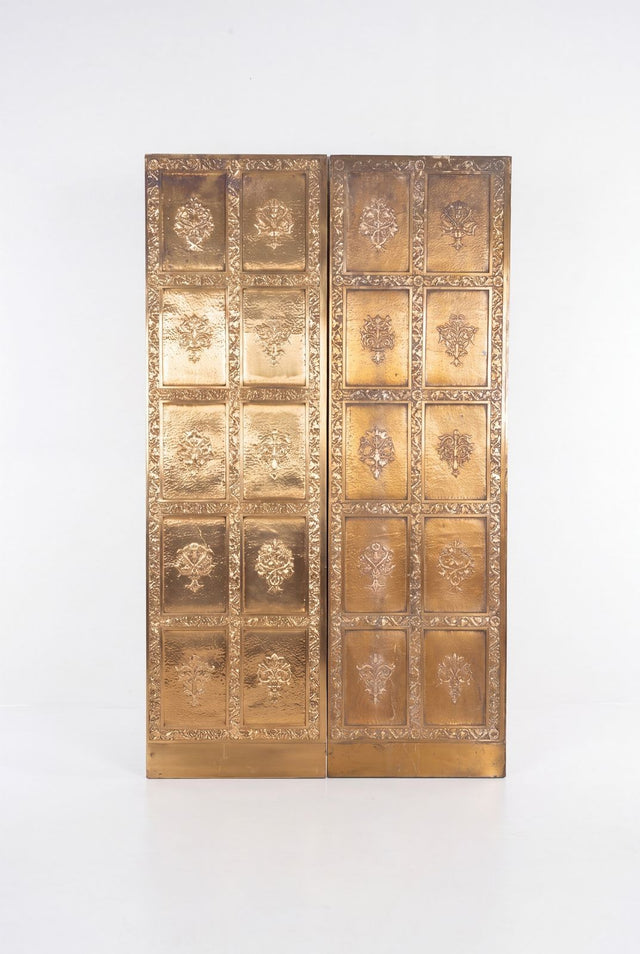 Pair of Brass Architectural Elevator Doors in the style of Louis Sullivan from a Chicago Building 1930c.
