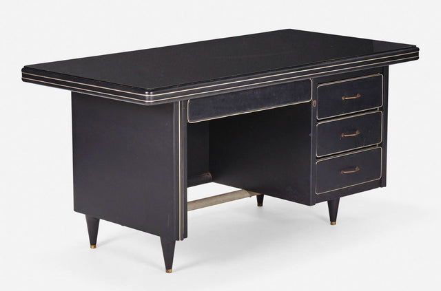 Gio Ponti Style Mid-Century Modern Black Italian Desk 1955