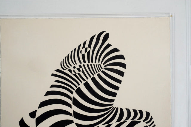 Victor Vasarely White “Zebra” Lithograph / Relief, Edition of 150, 1989