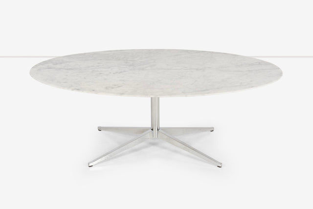 Florence Knoll Oval Dining Table with 3/4"Italian Carrara Marble Top