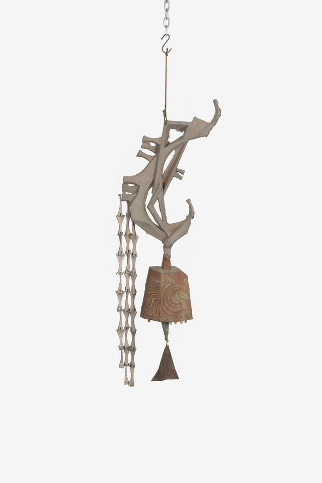 Monumental Paolo Soleri Brutalist Bronze Bell with Cast Aluminum Spine, 1960