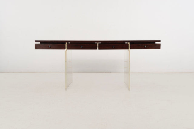 Poul Nørreklit Rosewood and Lucite Executive Desk for Sigurd Hansen, Denmark, 1960s