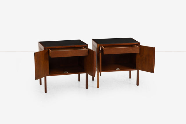 Jack Cartwright for Founders Furniture Walnut and Slate Nightstands, 1960