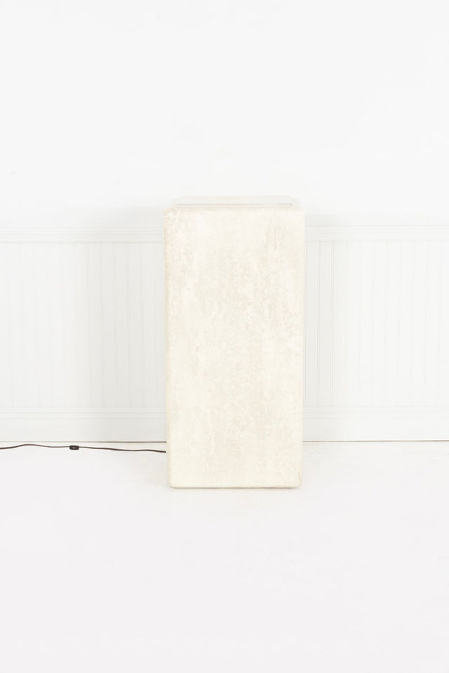 Illuminating Faux Travertine Pedestal