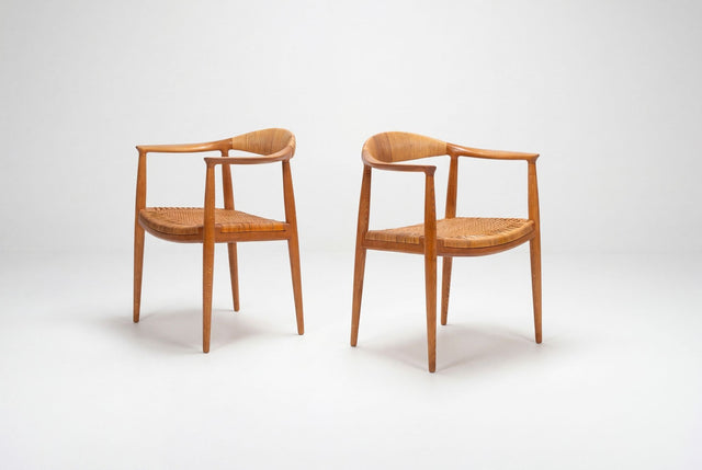 Hans Wegner for Johannes Hansen “The Chair” Dining Chairs Set of Six in Oak 1960