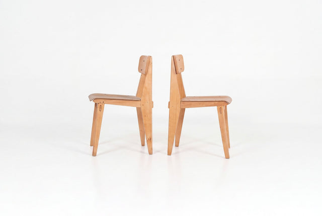 Jean Prouvé, Rare Pair of Chaise Standard Tout Bois, France, circa 1950