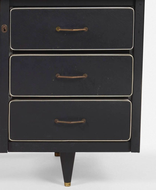 Gio Ponti Style Mid-Century Modern Black Italian Desk 1955