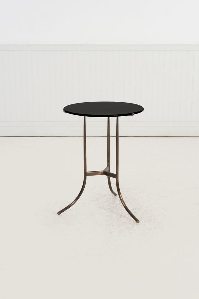 Set of Three Cedric Hartman Bronze & Black Granite Side Tables,1970s