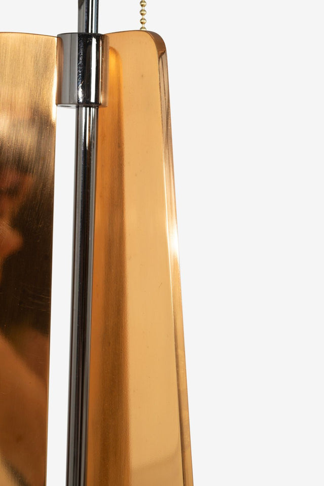 Pair of Custom Solid Brass Obelisk Table Lamps, Circa 2000
