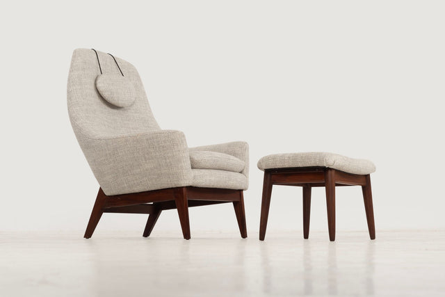 Danish Modern Lounge Chair and Ottoman 1960c.