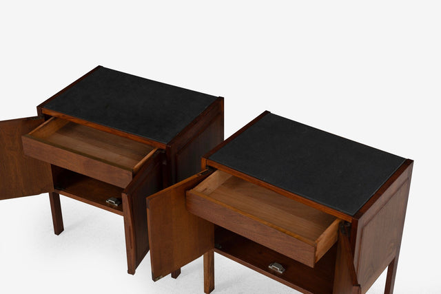 Jack Cartwright for Founders Furniture Walnut and Slate Nightstands, 1960