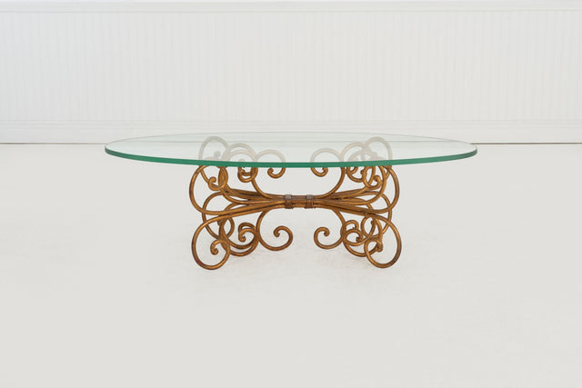 Gilt Wrought Iron Coffee Table in the Style of Maison Jansen