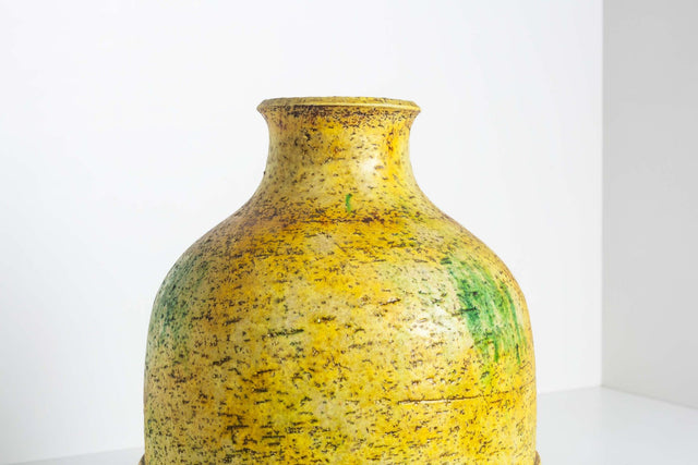 Canary Yellow Fantoni with Green Highlights Vase for Raymor