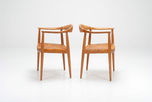 Hans Wegner for Johannes Hansen “The Chair” Dining Chairs Set of Six in Oak 1960