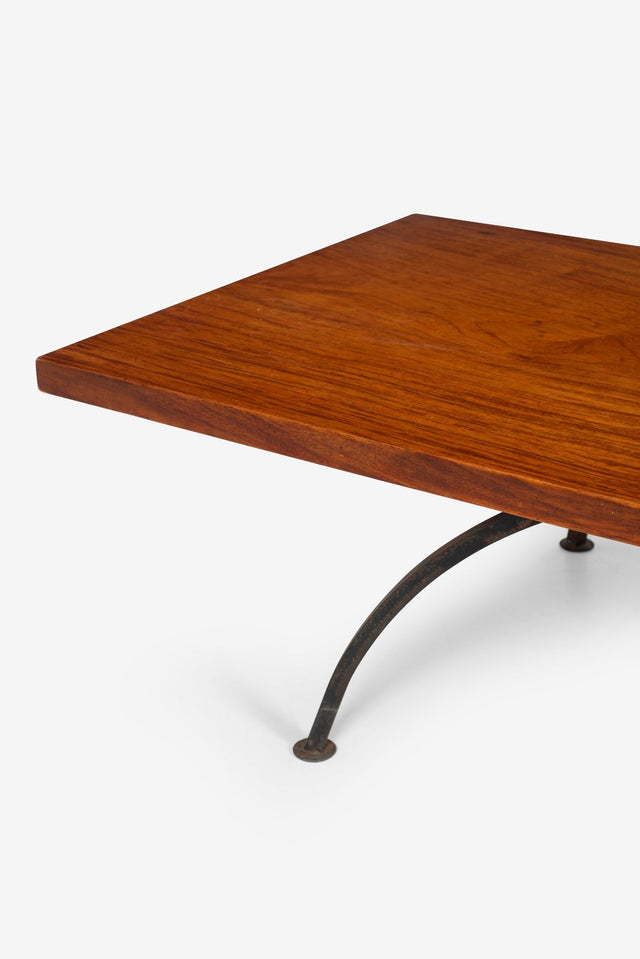 Arthur Espenet Carpenter Wrought Iron Coffee Table in Narra Wood 1960