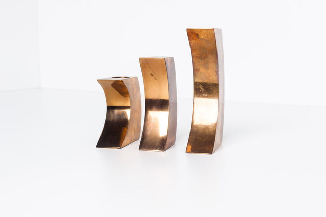 Set of Solid Bronze Candle Holders by Monique Gerber