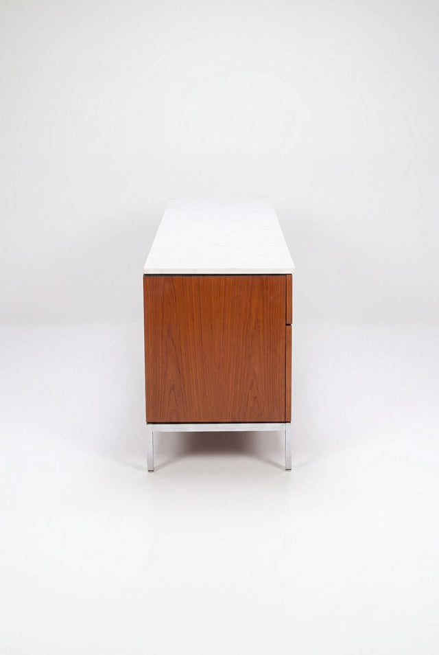 Florence Knoll Eight-Drawer Credenza Teakwood and Marble 1973